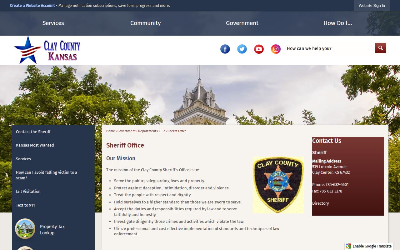 Clay County Jail release records Sheriff Office page